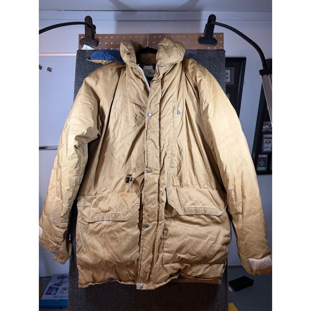 The North Face Vintage Brown Label Parka Mens XL Tan Down Puffer Jacket 17058